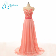 Pink Lace Appliques Jewel Ärmelloses Sweep Zug Chiffon Abendkleid